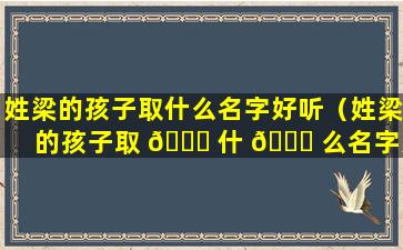 姓梁的孩子取什么名字好听（姓梁的孩子取 🐅 什 🐒 么名字好听一点）